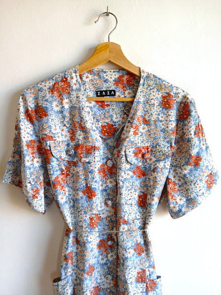 Vestido Vintage Flores y Bolsillos