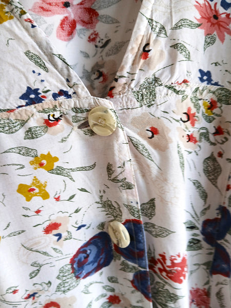Vestido Vintage Blanco Flores Colores