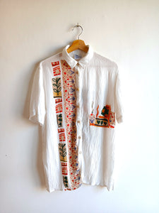 Camisa Vintage Blanca Estampada