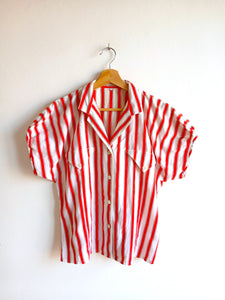 Camisa Vintage Rayas Rojas y Blancas