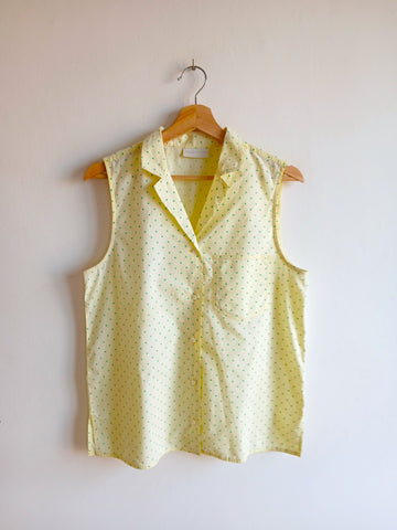 Camisa Vintage Sin Mangas y Lunares
