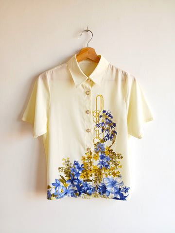 Camisa Vintage Perlas y Flores