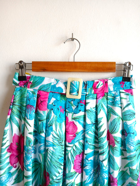 Falda Vintage Flores Tropicales
