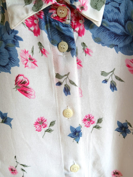 Camisa Vintage Blanca Flores