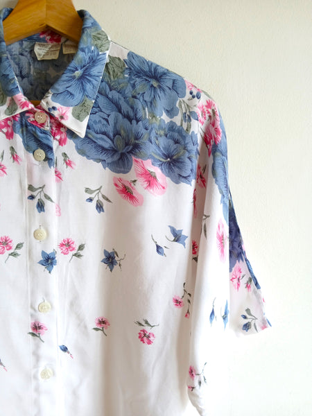 Camisa Vintage Blanca Flores