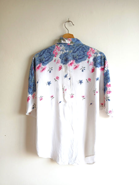 Camisa Vintage Blanca Flores