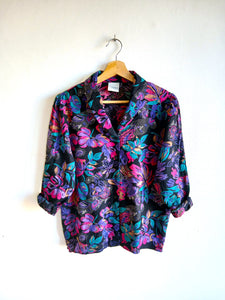 Camisa Vintage Negra Flores