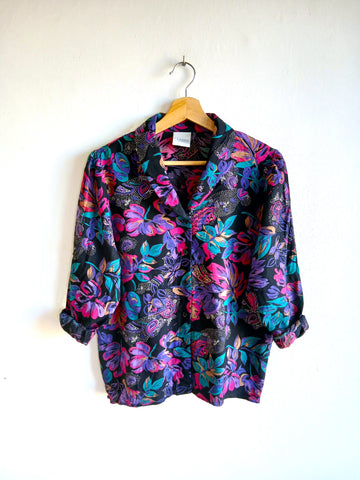 Camisa Vintage Negra Flores
