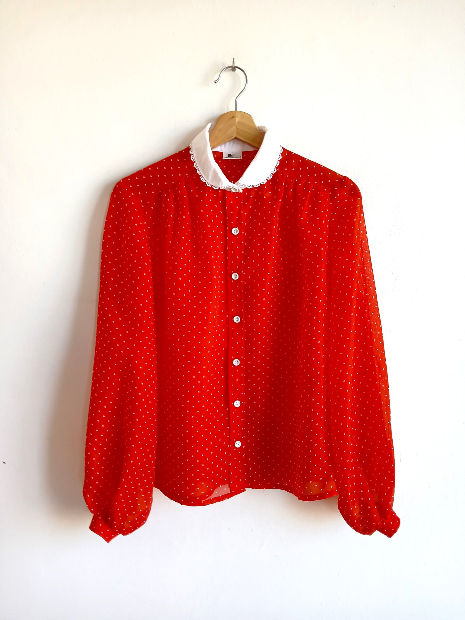 Camisa Vintage Roja Lunares
