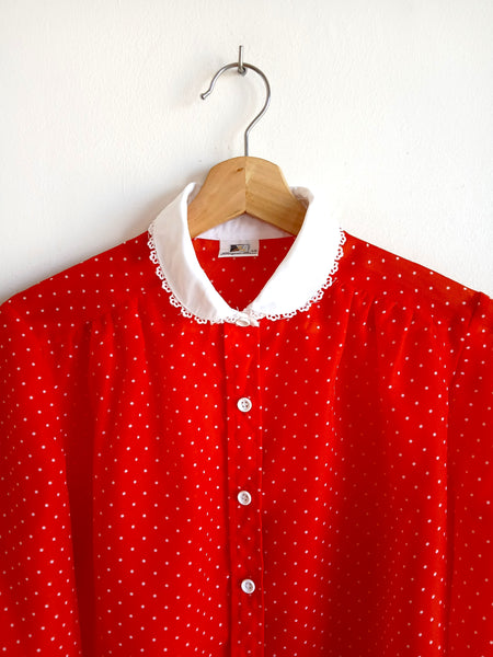 Camisa Vintage Roja Lunares