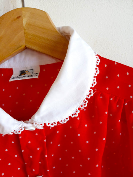 Camisa Vintage Roja Lunares