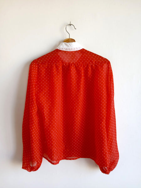 Camisa Vintage Roja Lunares