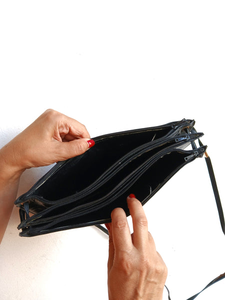 Bolso Vintage Negro Cremalleras