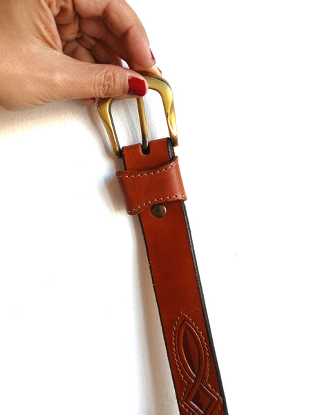 Cinturón Vintage Marrón Grabado