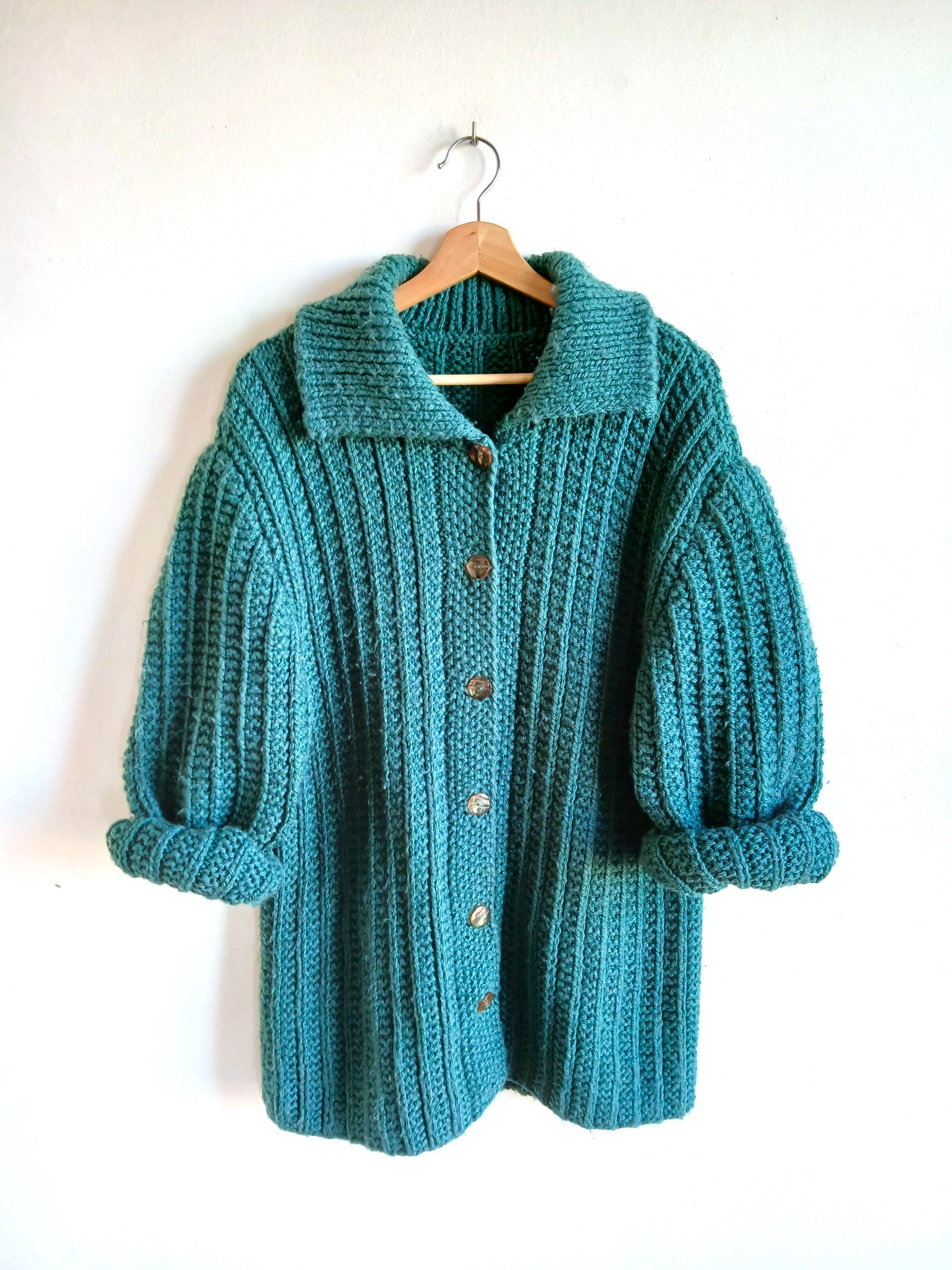 Abrigo Hecho a Mano Lana Turquesa