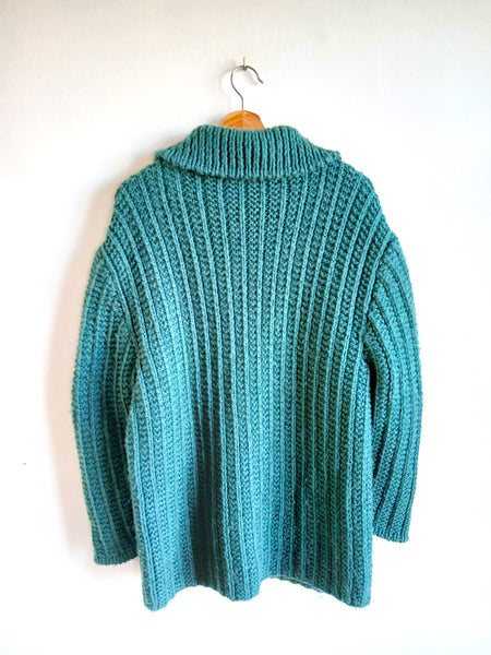 Abrigo Hecho a Mano Lana Turquesa