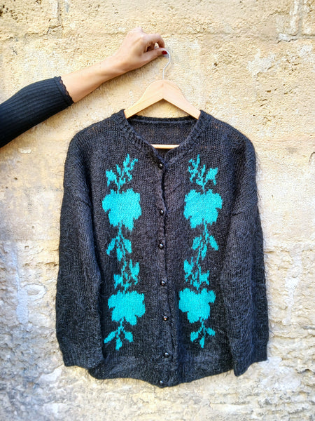 Chaqueta Vintage Handmade Negra y Verde