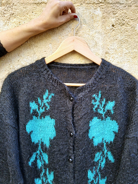 Chaqueta Vintage Handmade Negra y Verde