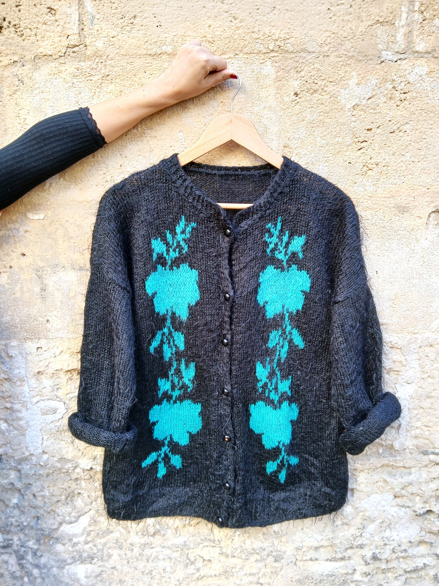 Chaqueta Vintage Handmade Negra y Verde