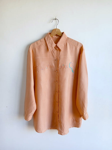 Camisa Vintage Pura Seda As Time Goes By