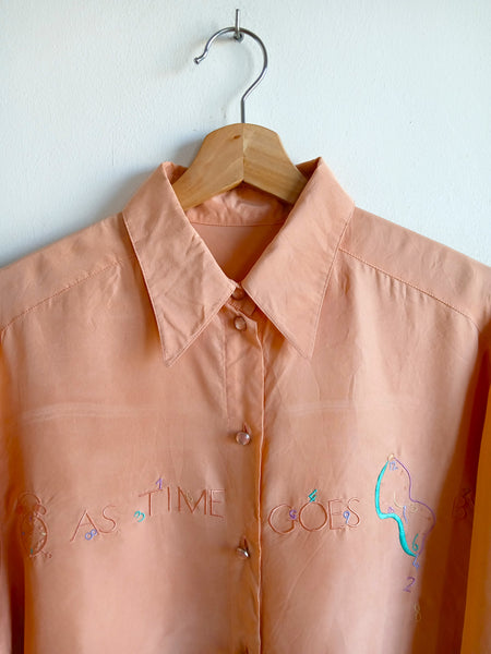 Camisa Vintage Pura Seda As Time Goes By