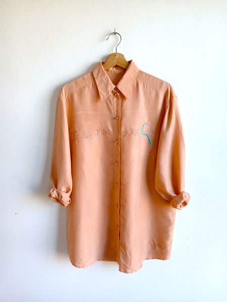 Camisa Vintage Pura Seda As Time Goes By