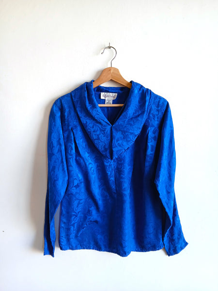 Camisa Vintage 100% Seda Azul