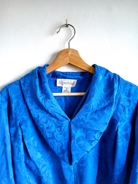 Camisa Vintage 100% Seda Azul