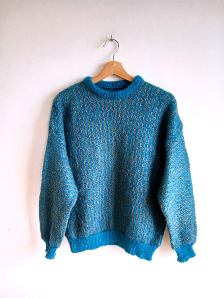 Jersey Vintage Hecho a Mano Azul y Gris