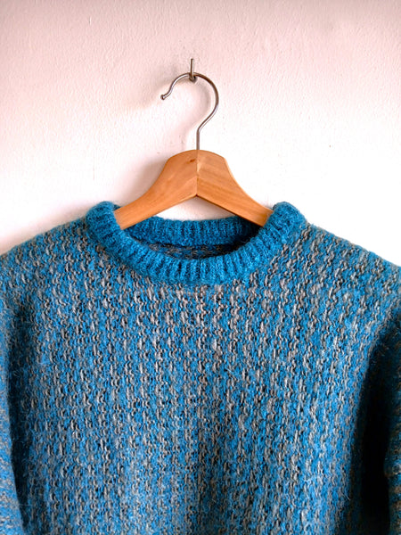Jersey Vintage Hecho a Mano Azul y Gris