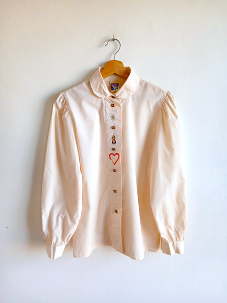 Camisa Vintage Crema Bordados