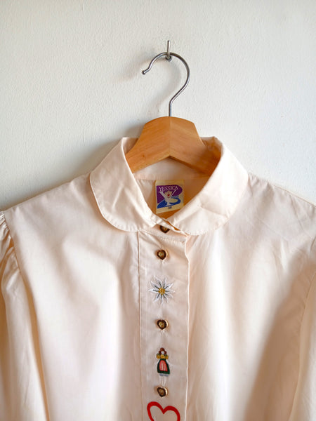 Camisa Vintage Crema Bordados