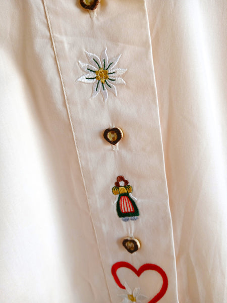 Camisa Vintage Crema Bordados