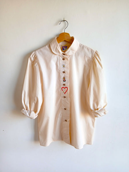 Camisa Vintage Crema Bordados