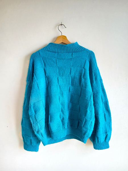 Jersey Vintage Hecho a Mano Azul