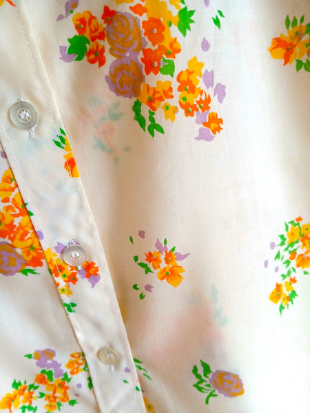 Camisa Vintage Crema Flores Colores