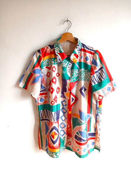 Camisa Vintage Hecha a Mano Crazy Colores