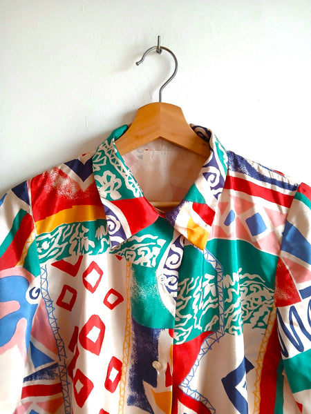 Camisa Vintage Hecha a Mano Crazy Colores