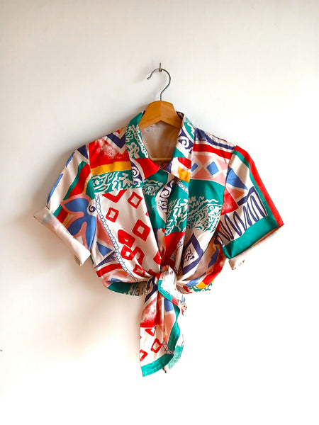 Camisa Vintage Hecha a Mano Crazy Colores