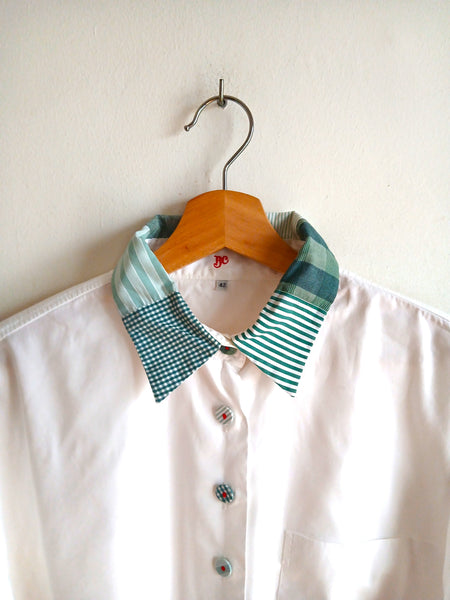 Camisa Vintage Blanca y Verde