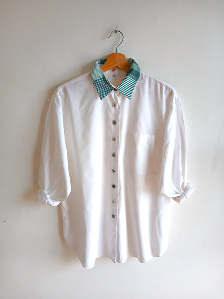 Camisa Vintage Blanca y Verde