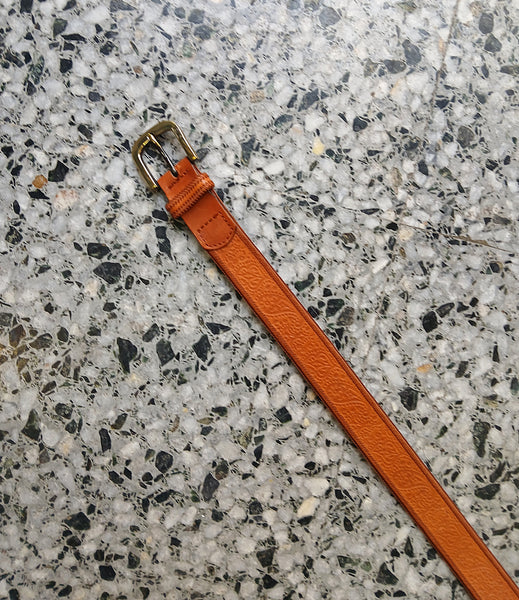 Cinturón Vintage Piel Marrón Fino