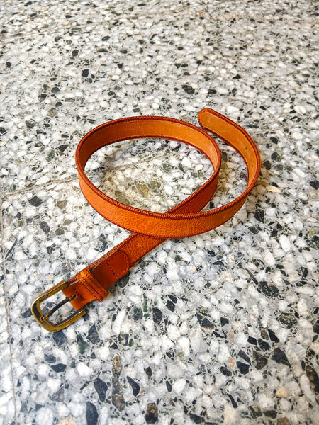 Cinturón Vintage Piel Marrón Fino