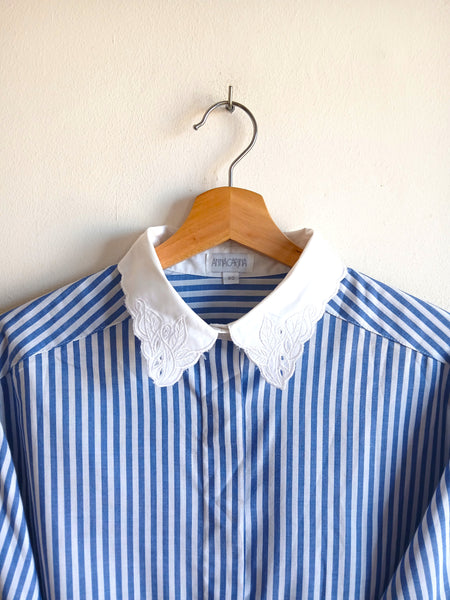Camisa Vintage Rayas Azules