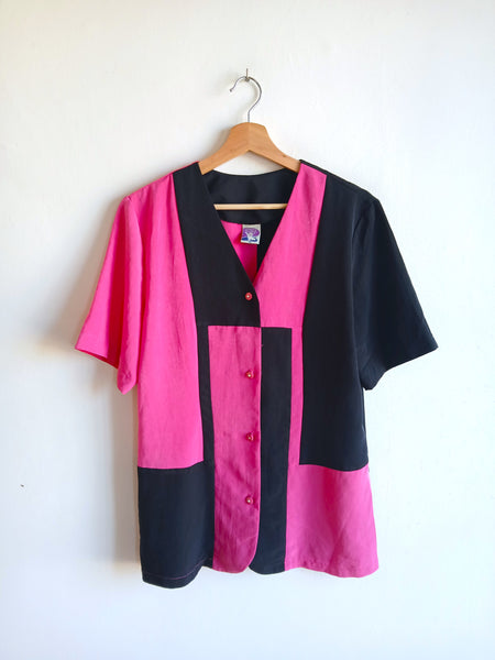 Camisa Vintage Fucsia y Negra