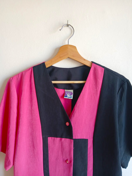 Camisa Vintage Fucsia y Negra