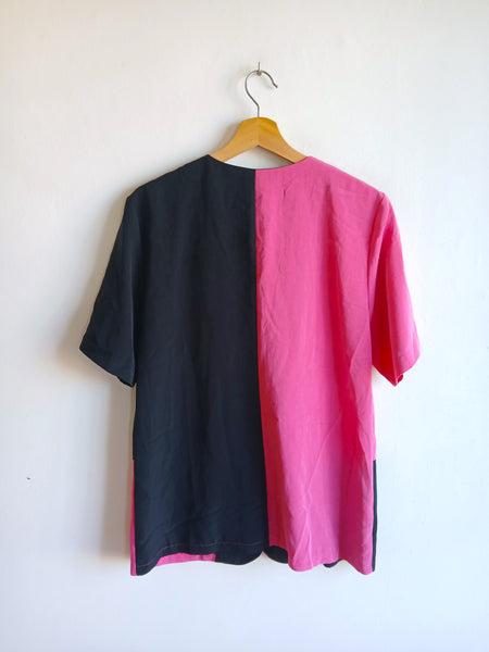 Camisa Vintage Fucsia y Negra