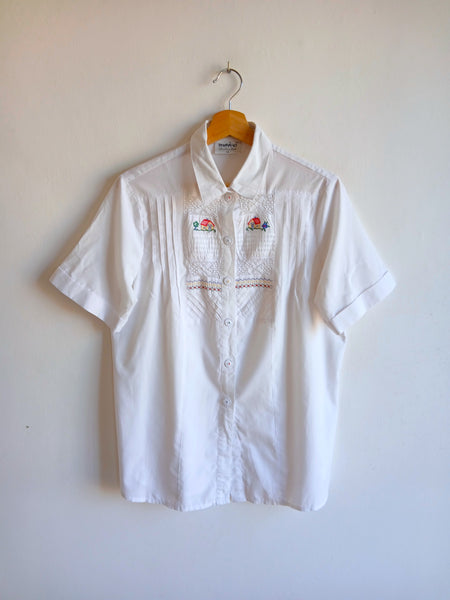 Camisa Vintage Blanca Casitas