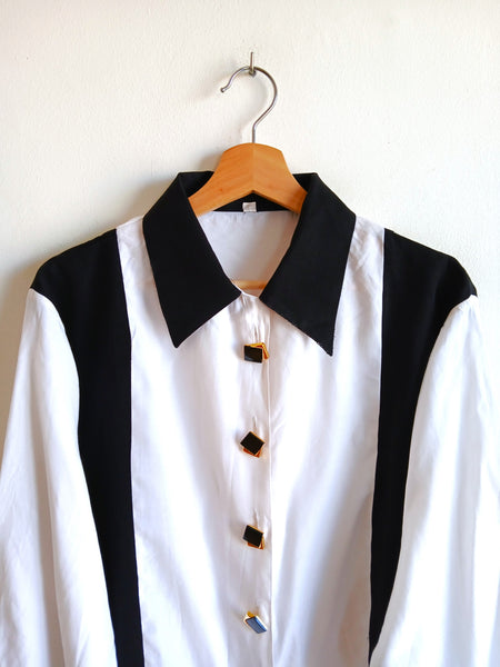 Camisa Vintage B/N y Botones Originales
