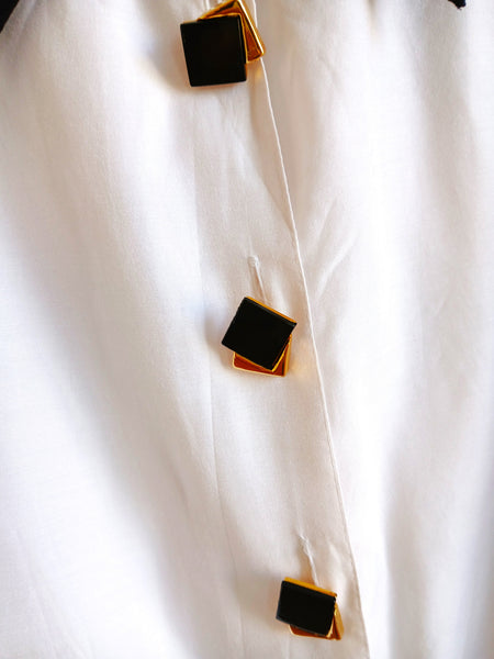 Camisa Vintage B/N y Botones Originales